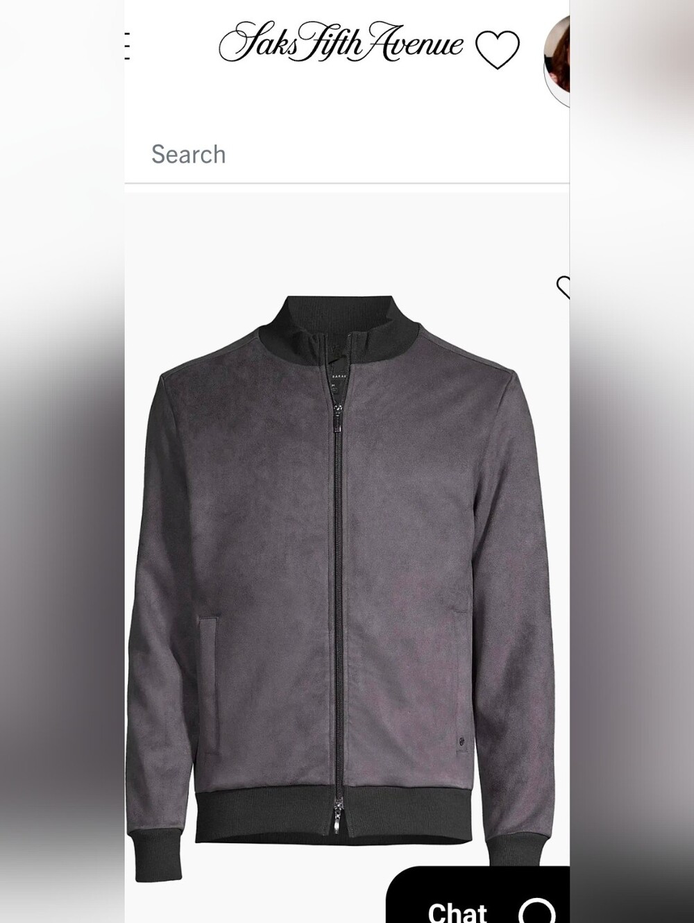 Robert Barakett Charcoal Suede-Effect Bomber Jacket
